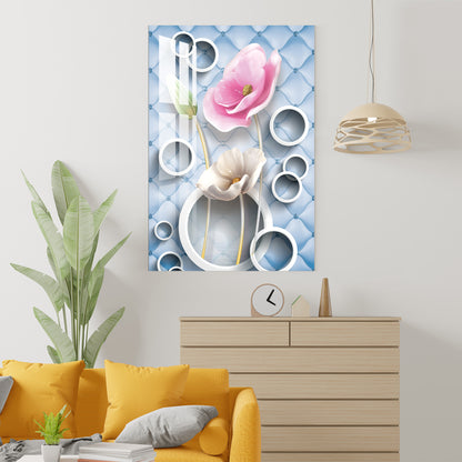 Pink & White Flower Acrylic Wall Art