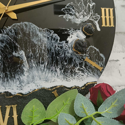 Black Beach View Epoxy Resin Wall Clock