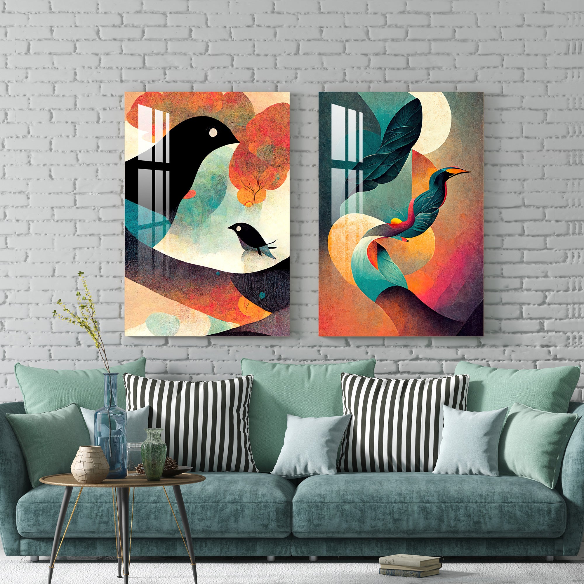 Evening Birds Acrylic Wall Art (Set Of 2)