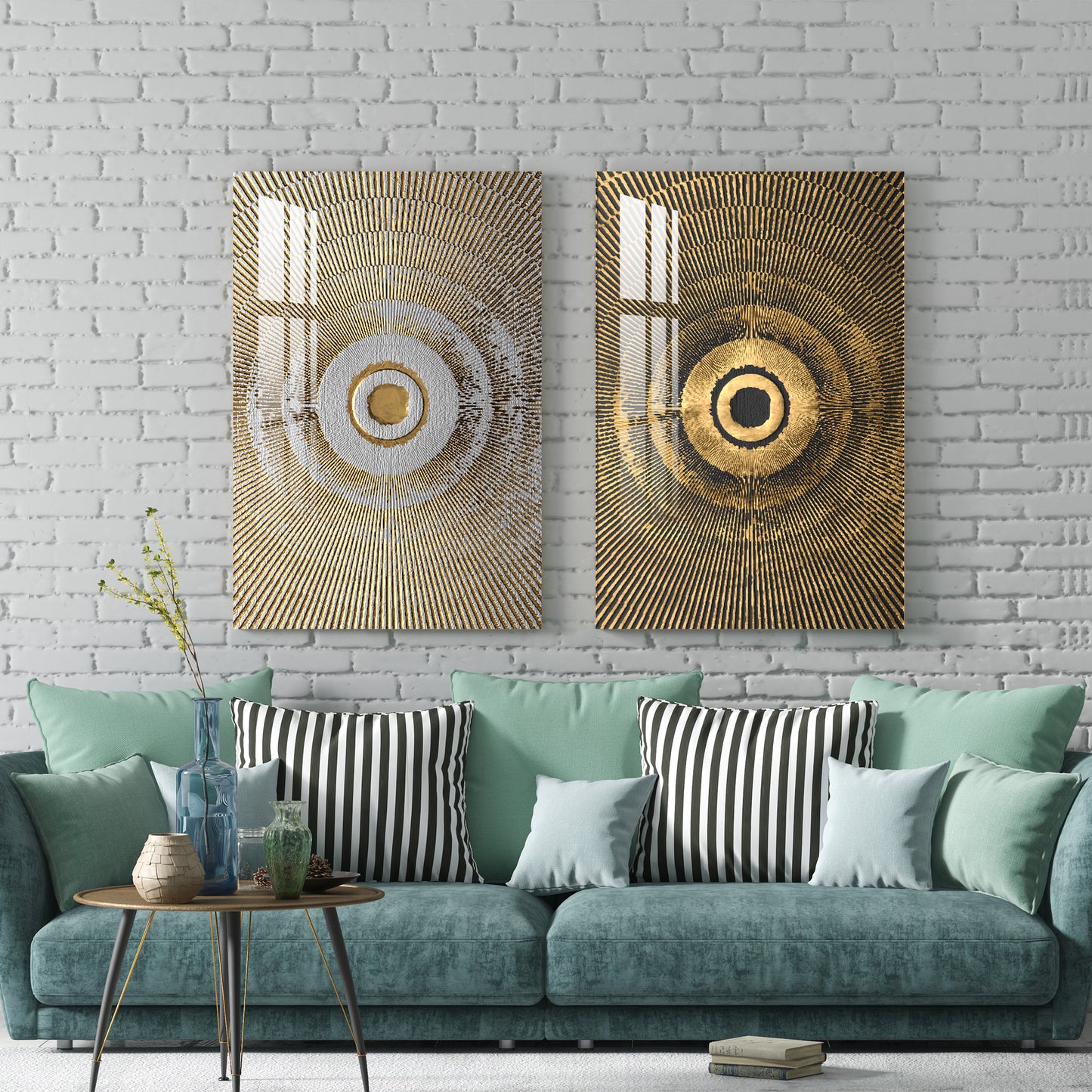 Creative Golden Landscape Acrylic Wall Art (Set Of 2)