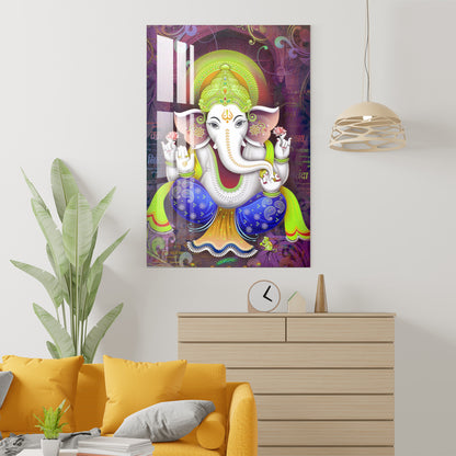 Colorful Lord Ganesh Acrylic Wall Art