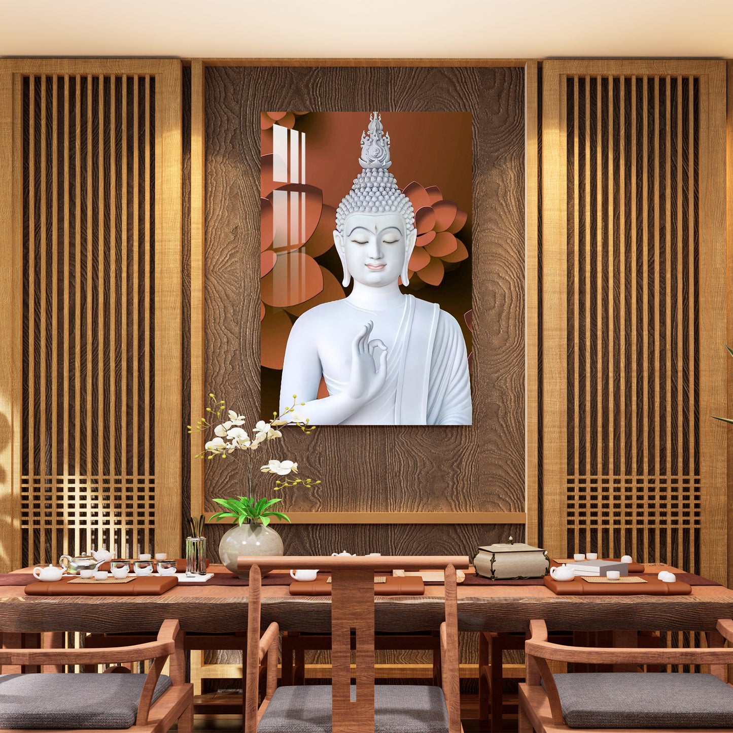 Buddha in White Acrylic Wall Art