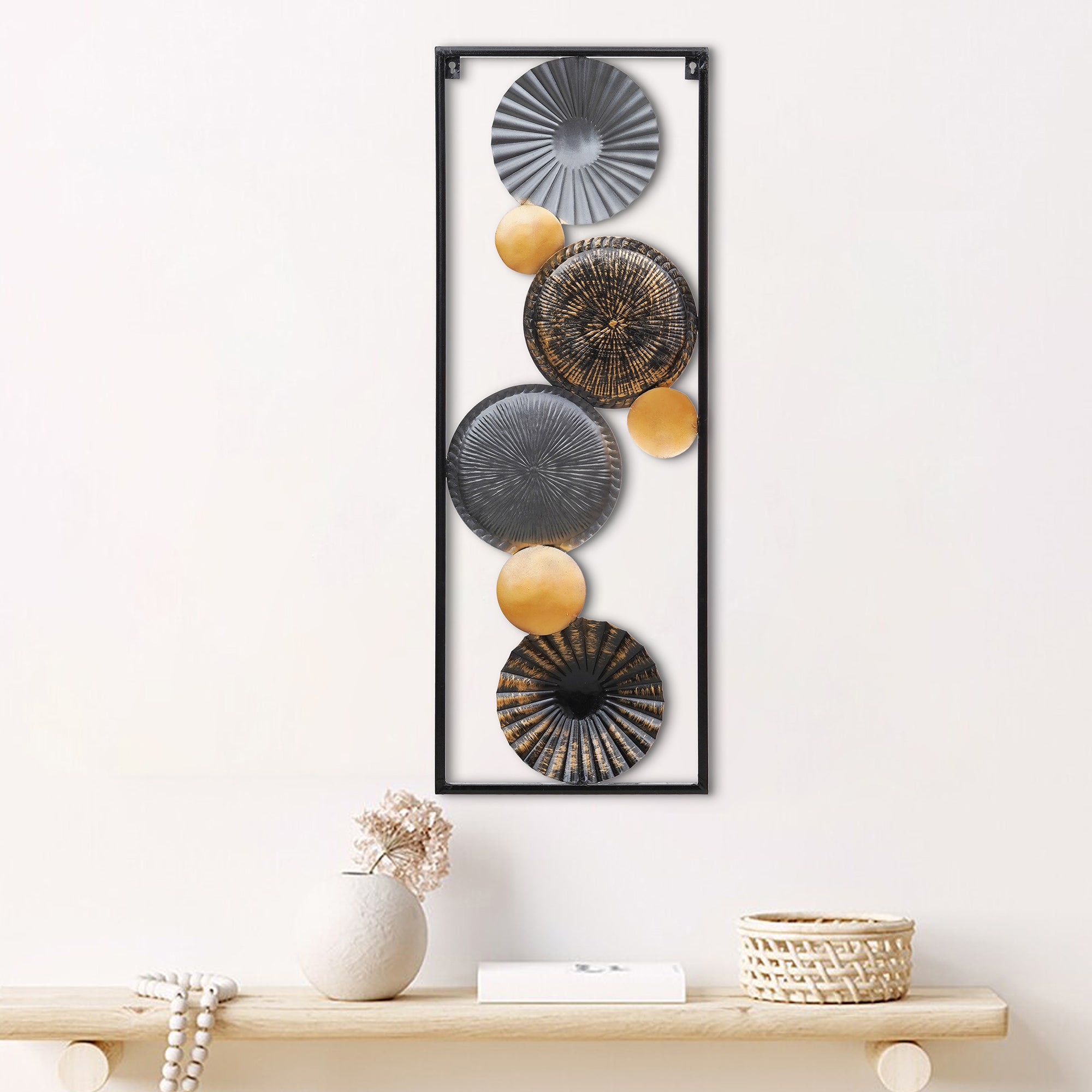 Vertical Abstract Black Metal Wall Art