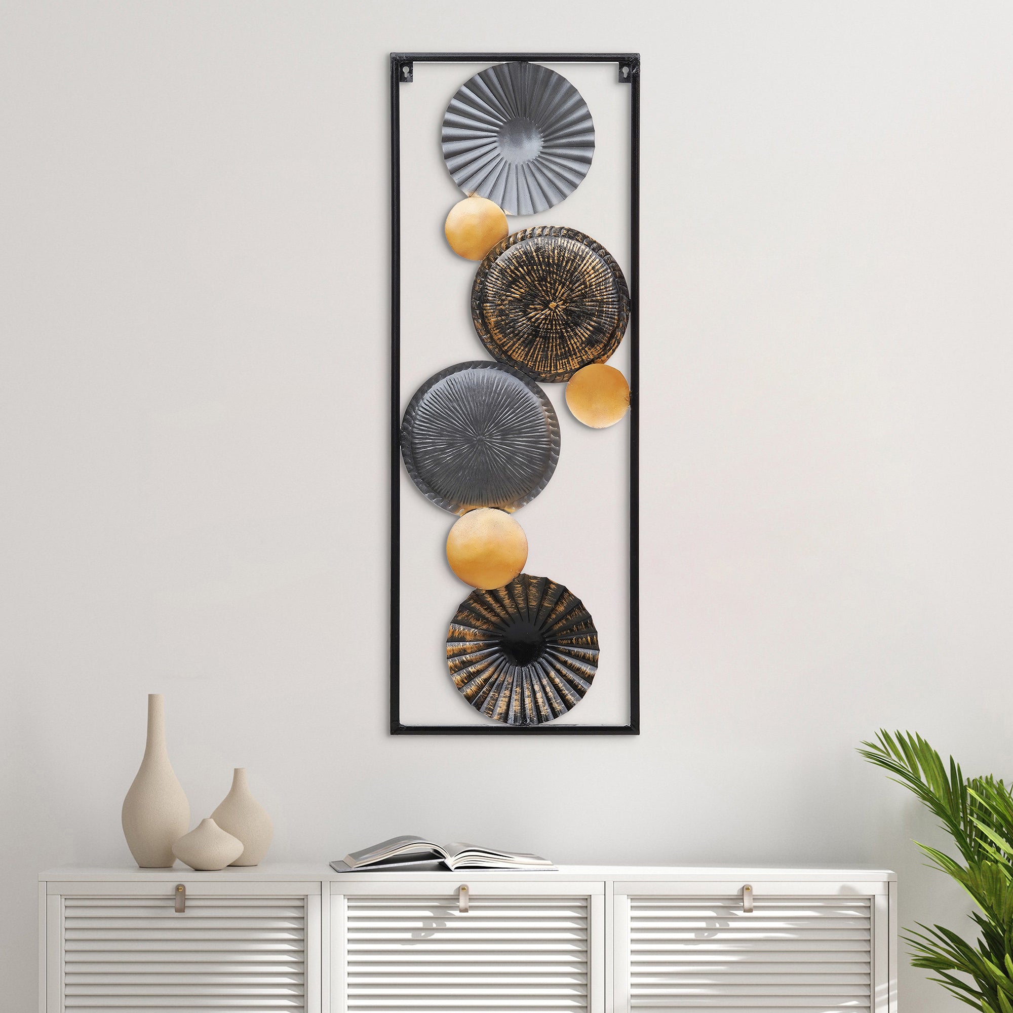 Vertical Abstract Black Metal Wall Art