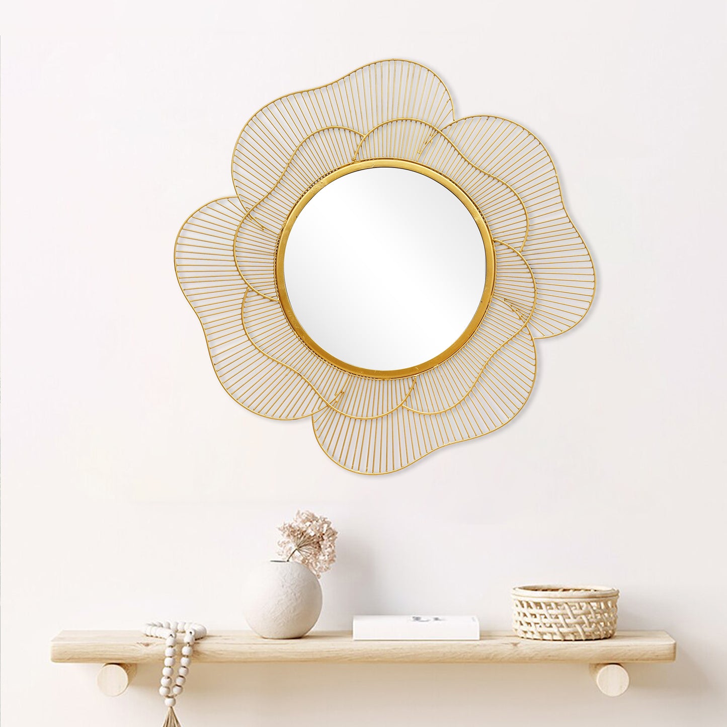 Floral Contemporary Metal Wall Mirror