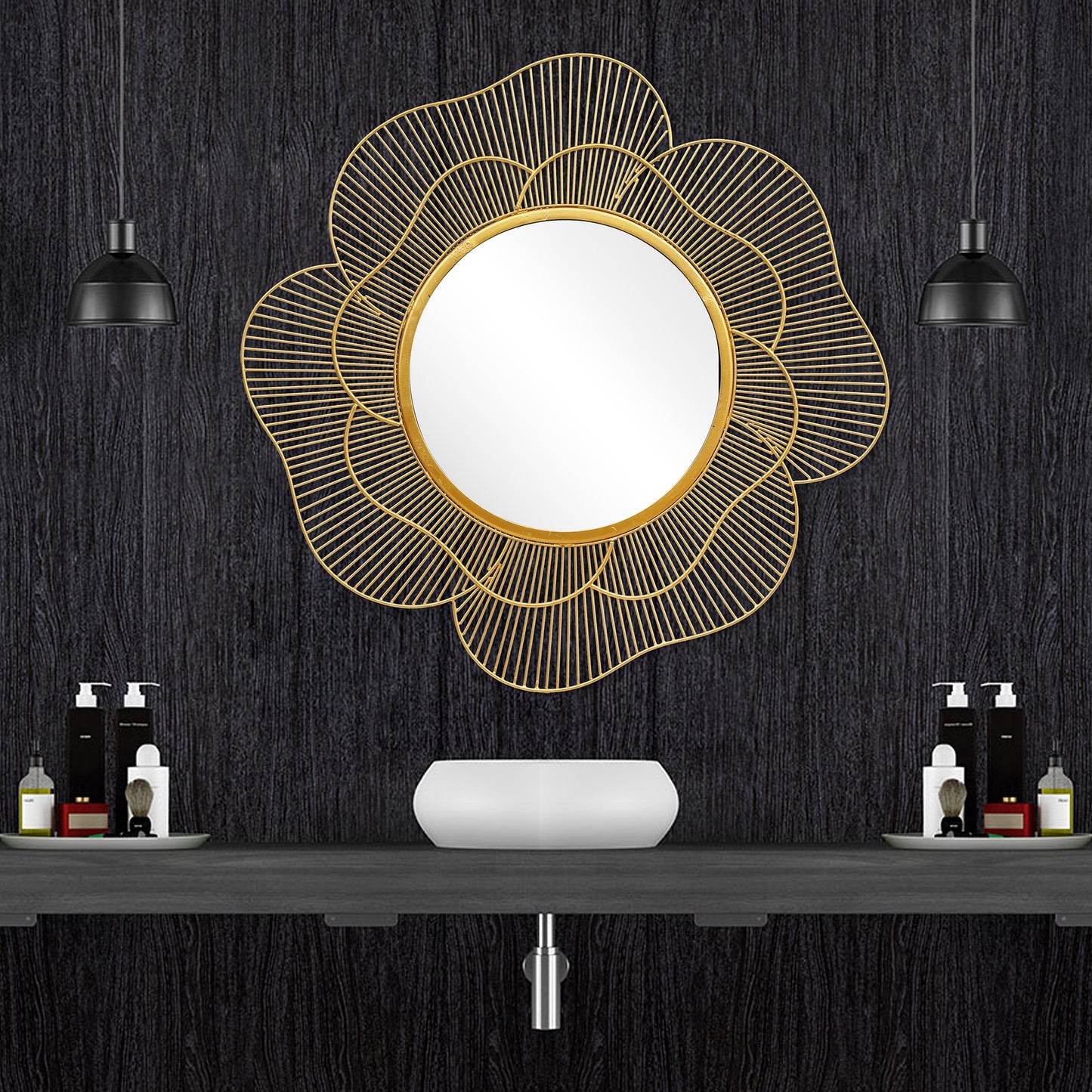 Floral Contemporary Metal Wall Mirror