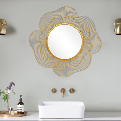 Floral Contemporary Metal Wall Mirror