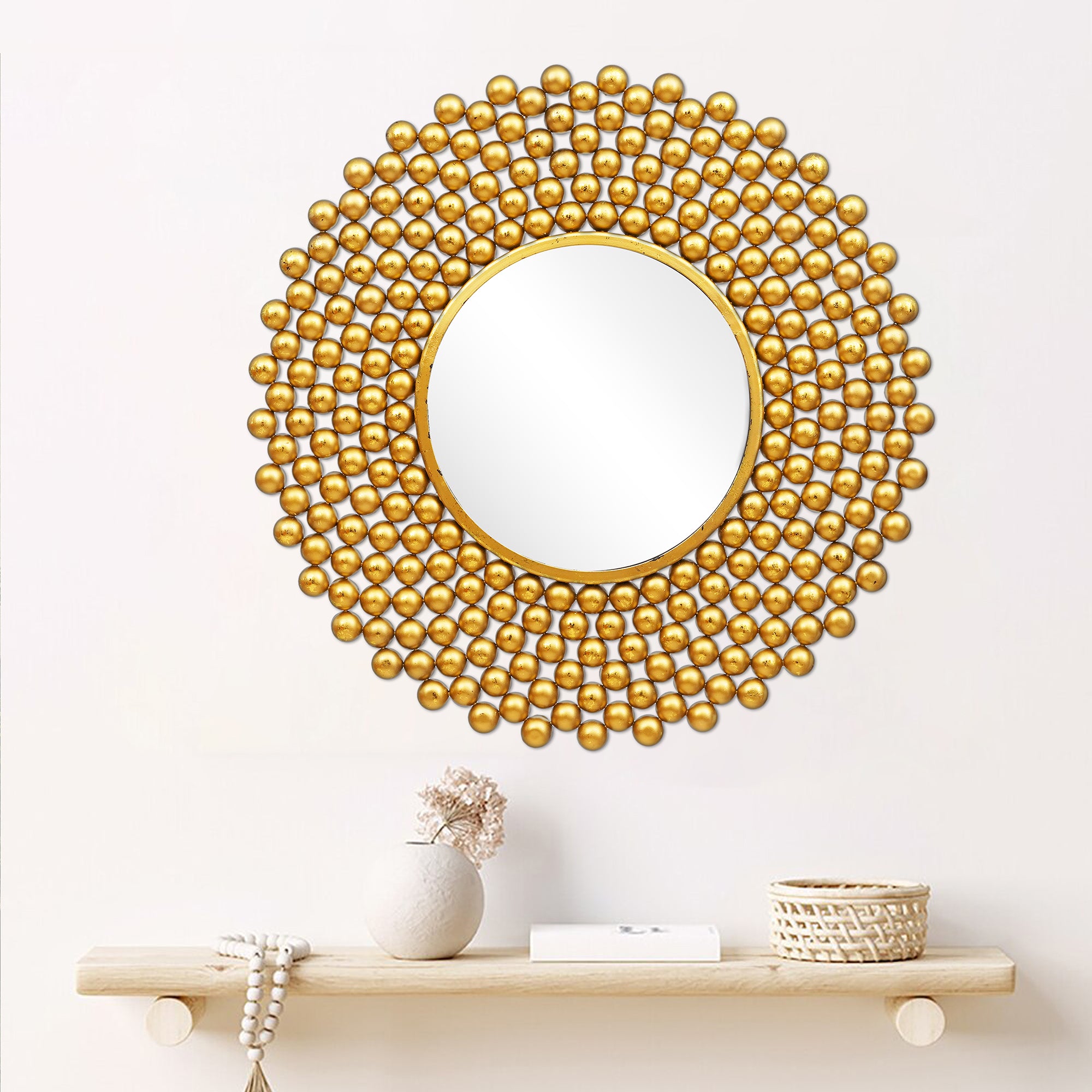 Golden Color Handmade Designer Wall Mirror