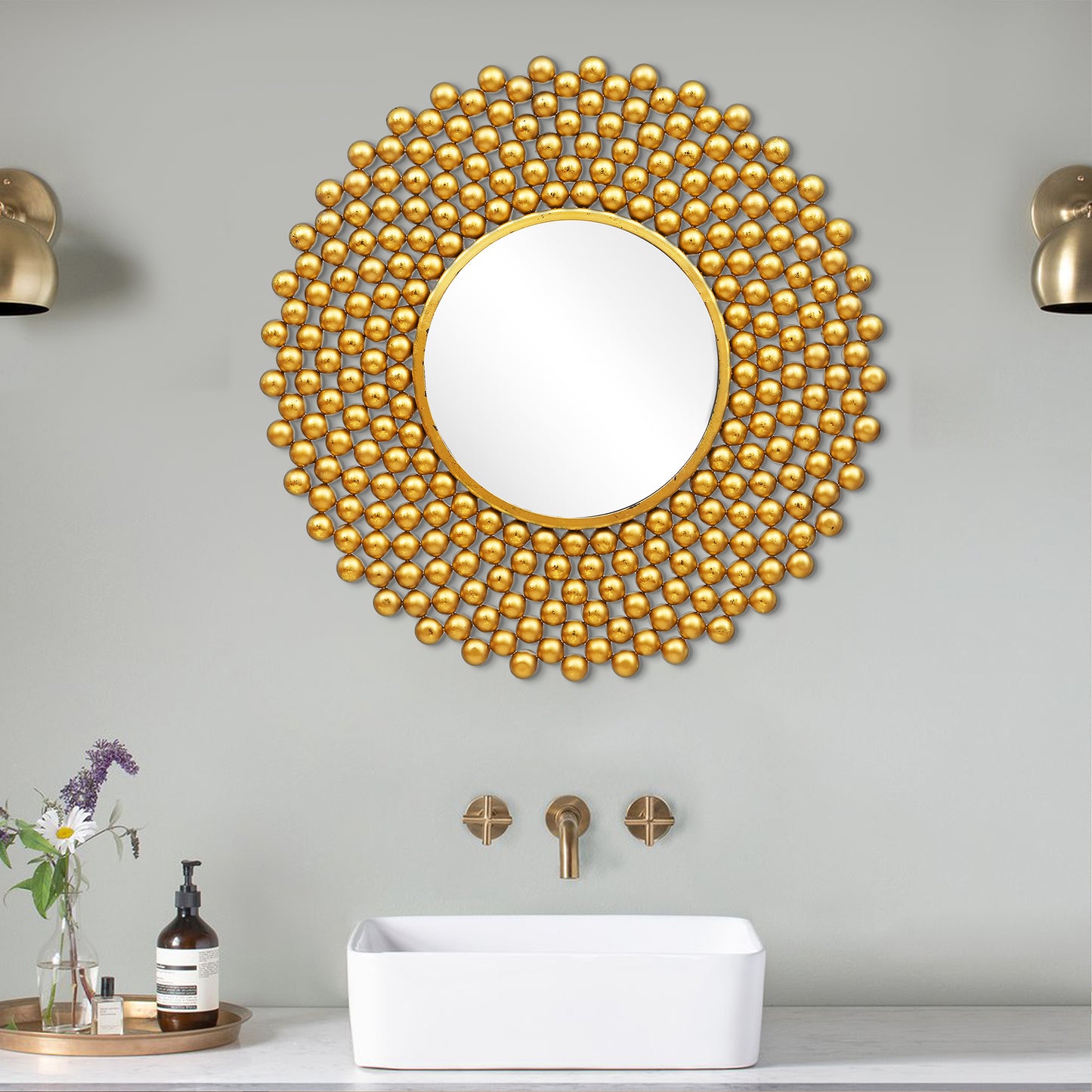 Golden Color Handmade Designer Wall Mirror