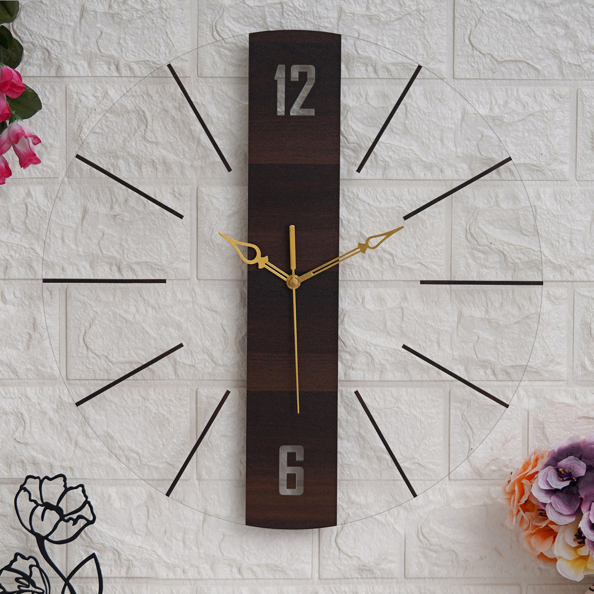 Acrylic Vertical Wooden Stripe Wall Clock