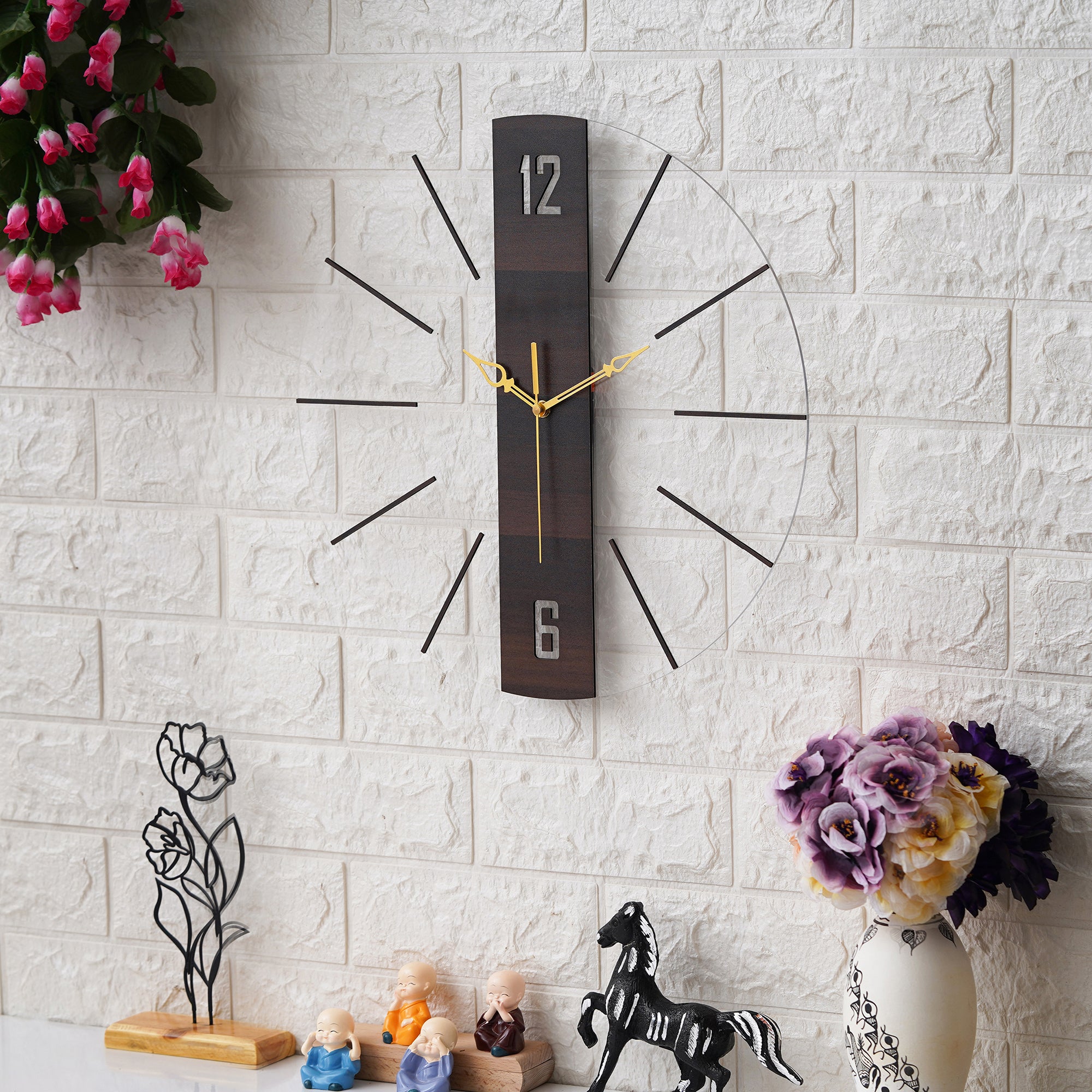 Acrylic Vertical Wooden Stripe Wall Clock