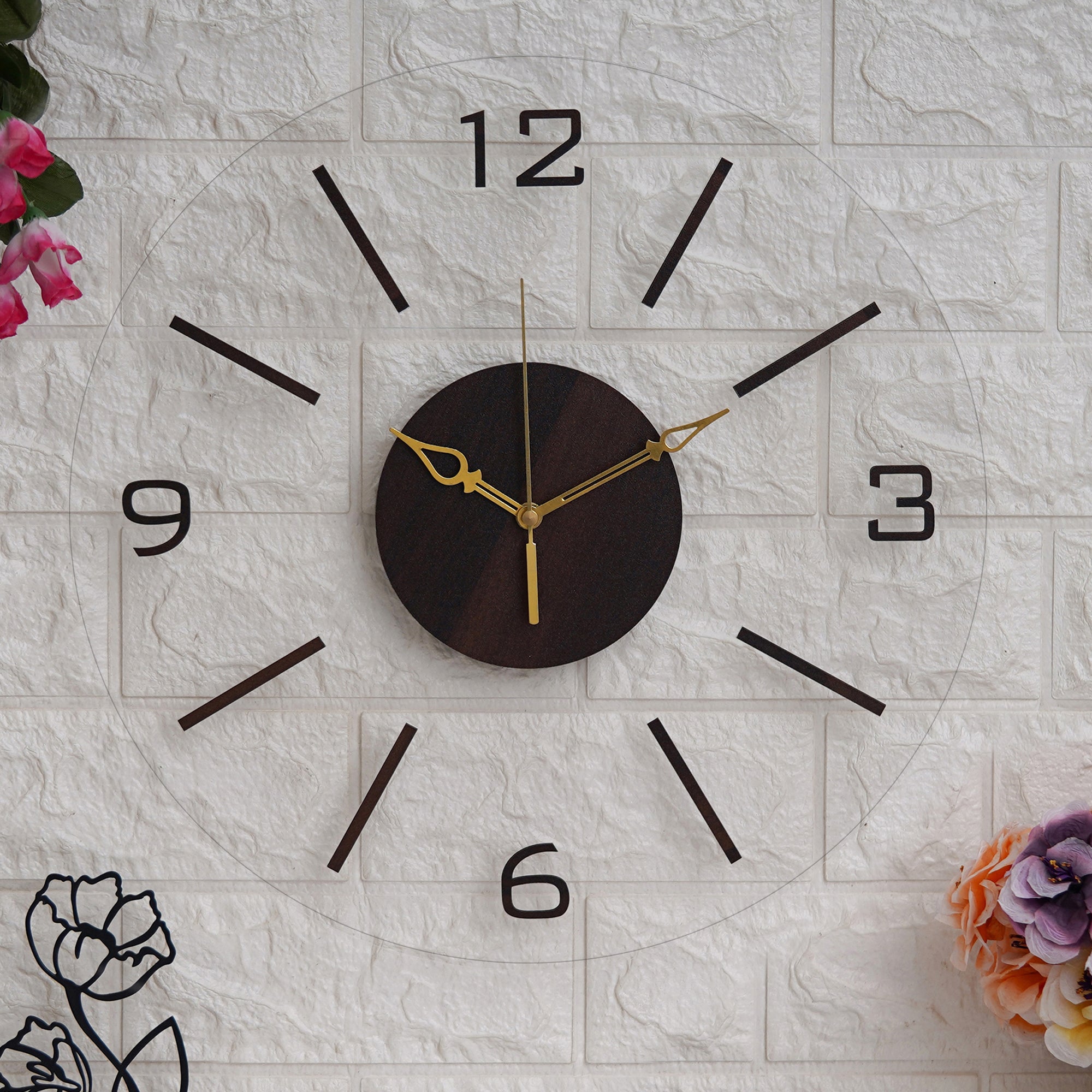 Simple Numerical Acrylic Wooden Wall Clock