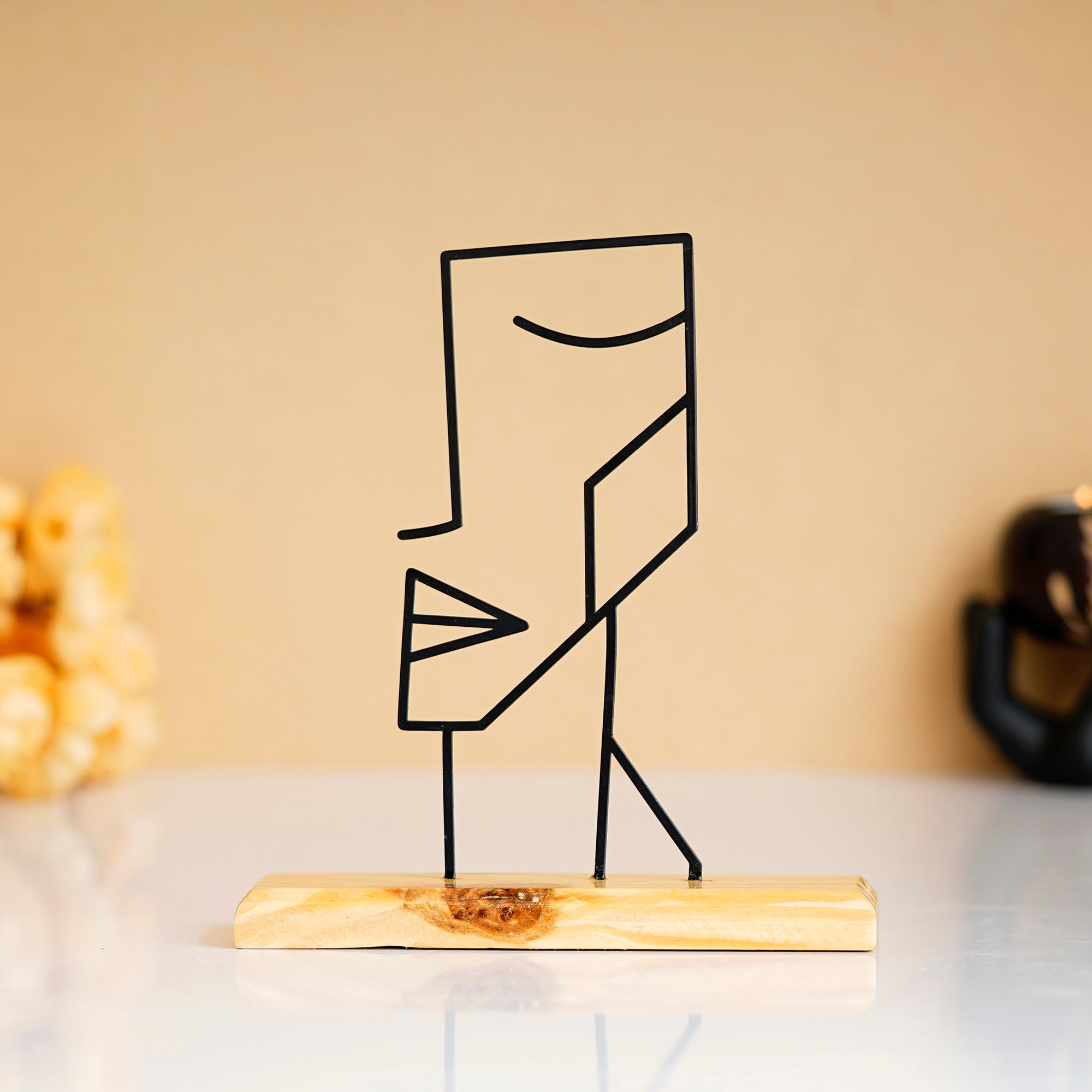 Men Face Metal Sculpture