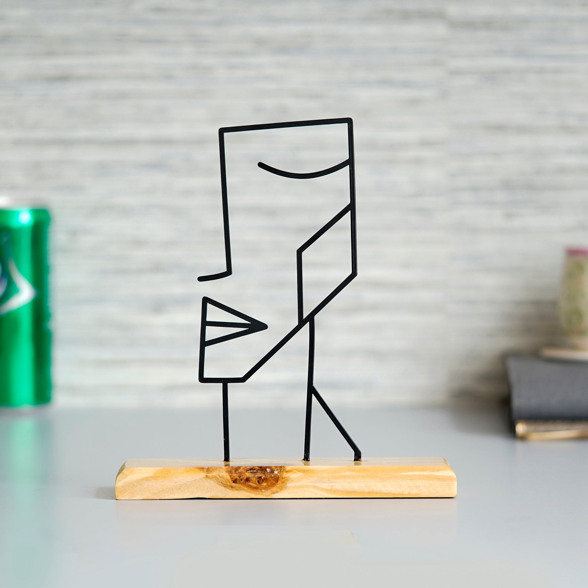 Men Face Metal Sculpture