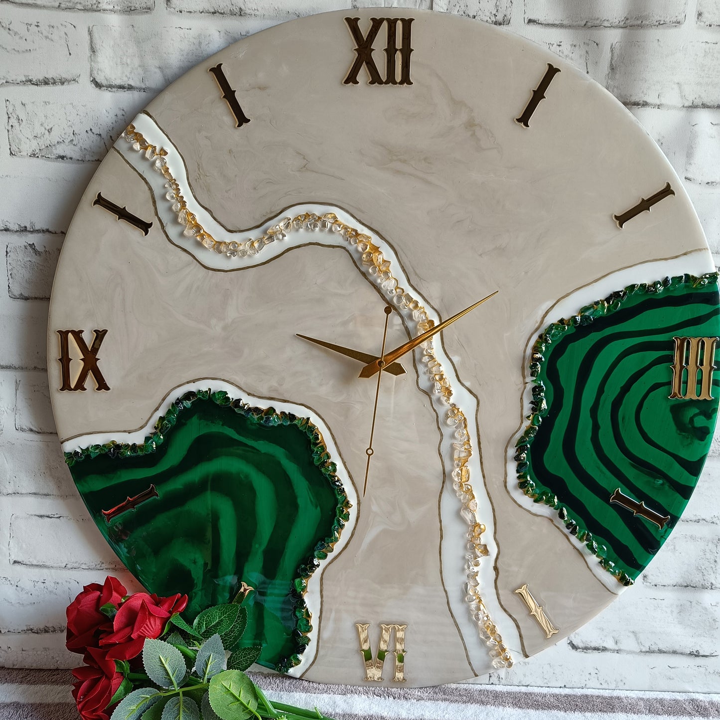 White Beauty Waves Epoxy Resin Wall Clock