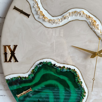 White Beauty Waves Epoxy Resin Wall Clock