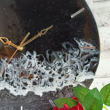 Dark Black Finish Epoxy Resin Wall Clock