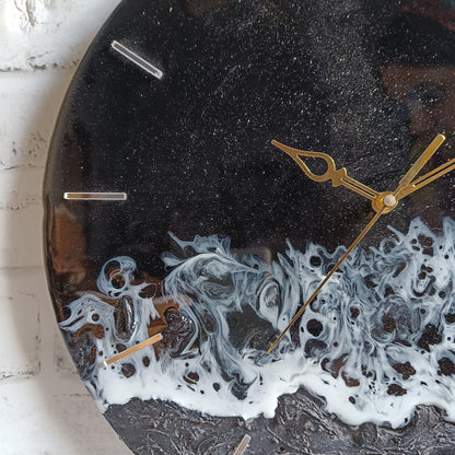 Dark Black Finish Epoxy Resin Wall Clock