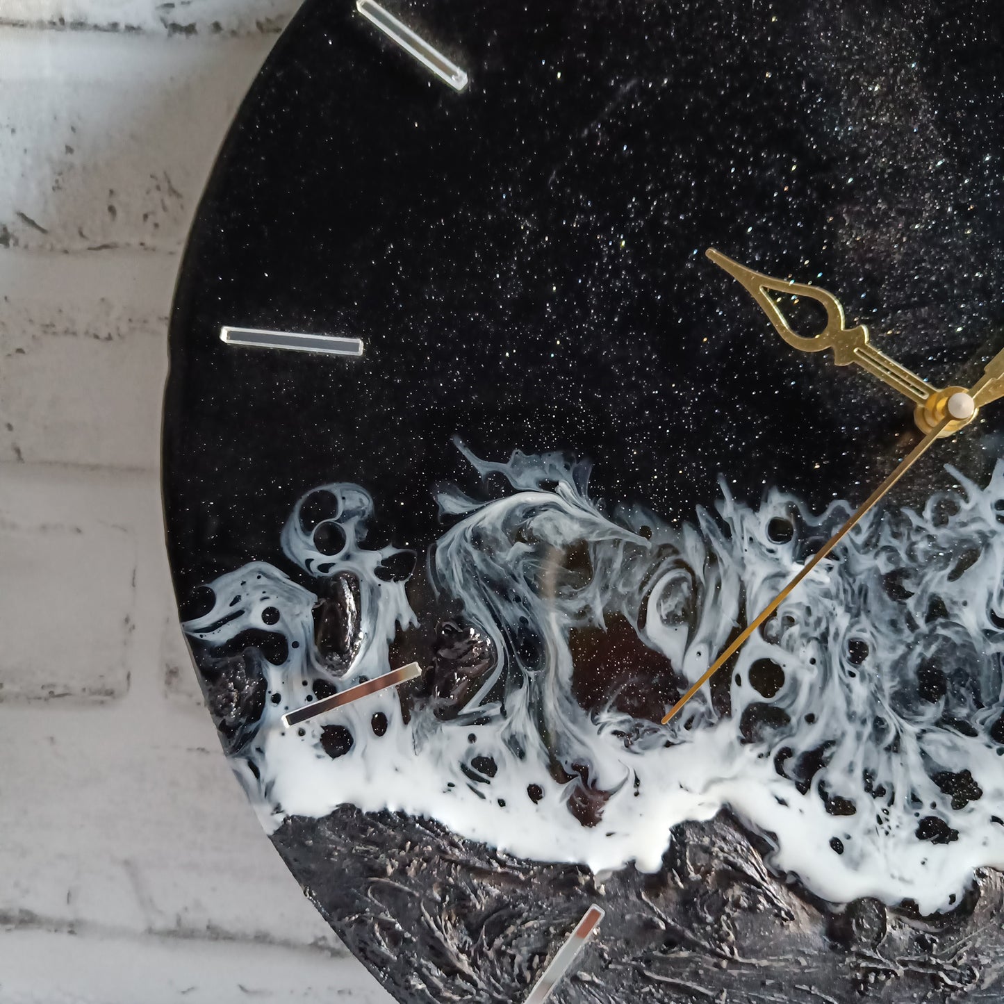 Dark Black Finish Epoxy Resin Wall Clock