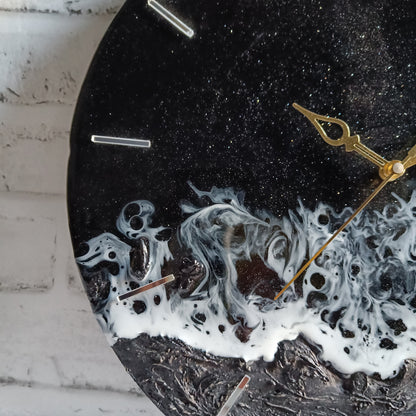 Dark Black Finish Epoxy Resin Wall Clock