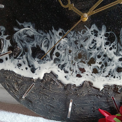 Dark Black Finish Epoxy Resin Wall Clock