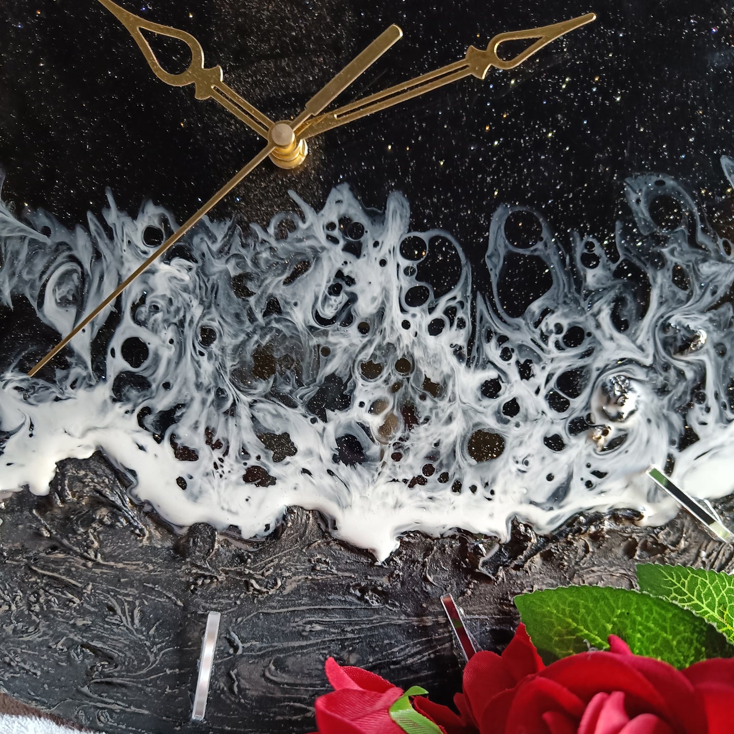 Dark Black Finish Epoxy Resin Wall Clock