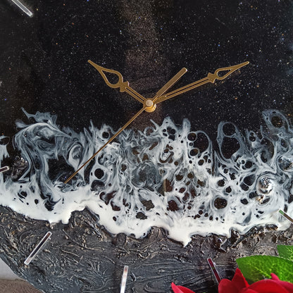 Dark Black Finish Epoxy Resin Wall Clock
