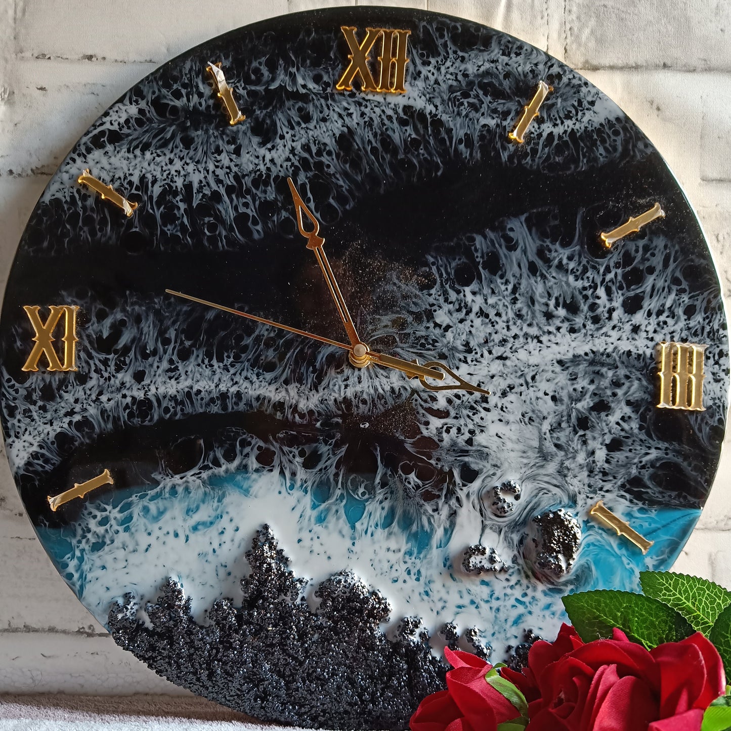 Mountain with Beach Epoxy Resin Wall Clock