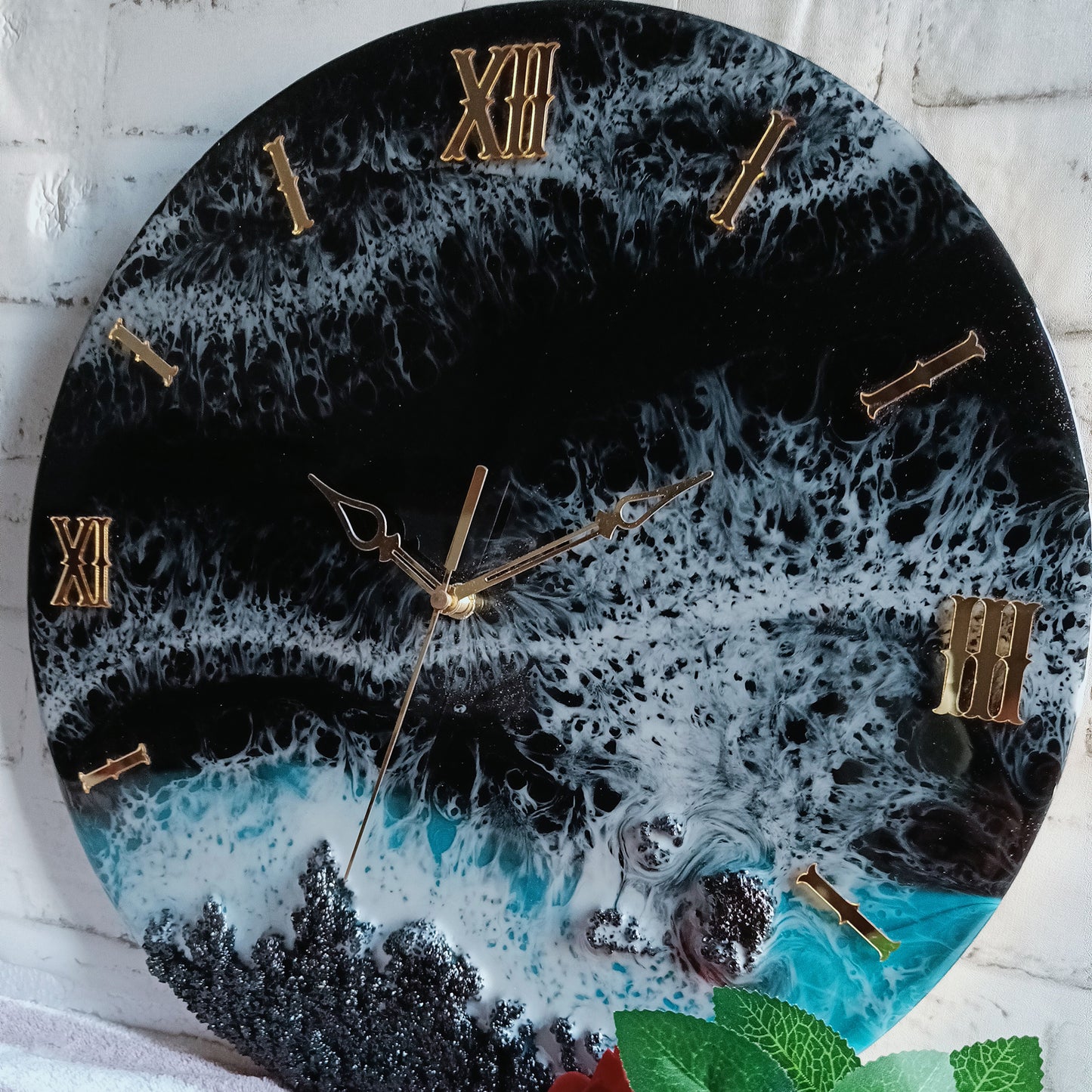 Mountain with Beach Epoxy Resin Wall Clock