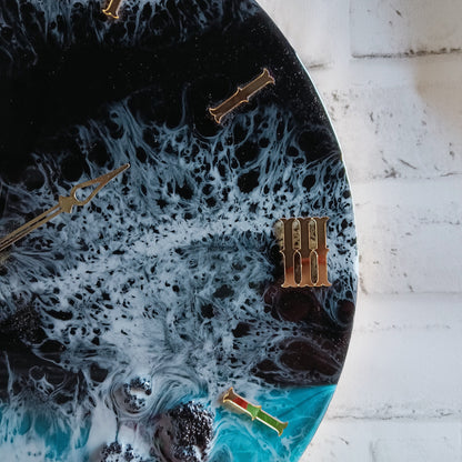 Mountain with Beach Epoxy Resin Wall Clock