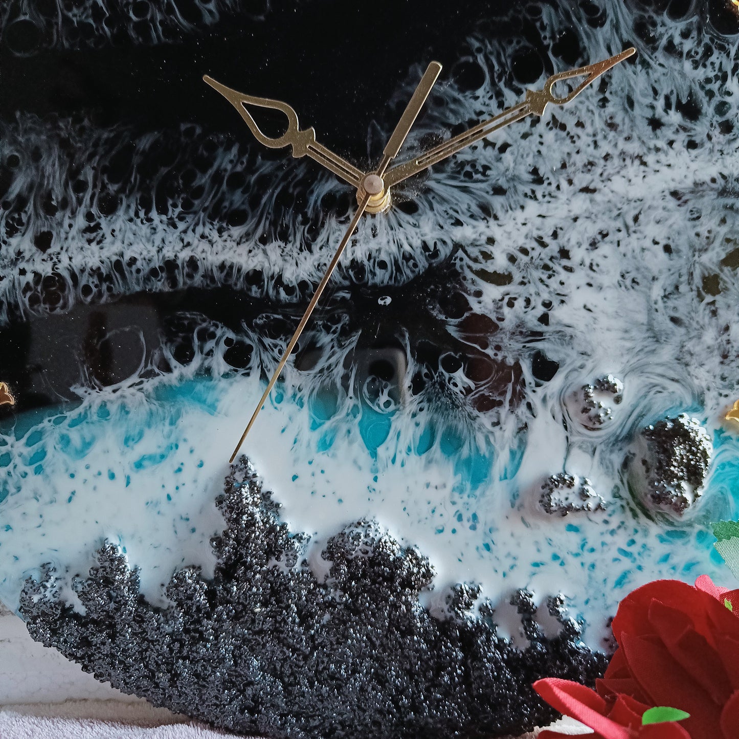 Mountain with Beach Epoxy Resin Wall Clock