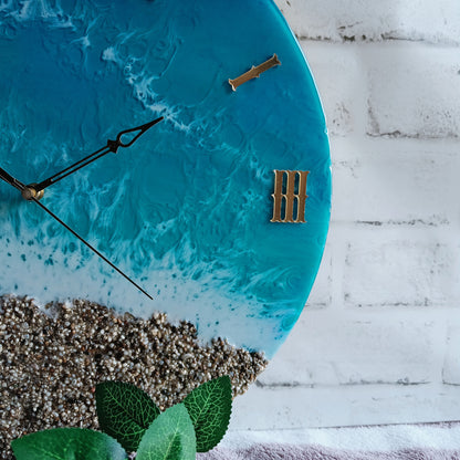 Stone Beach Epoxy Resin Wall Clock