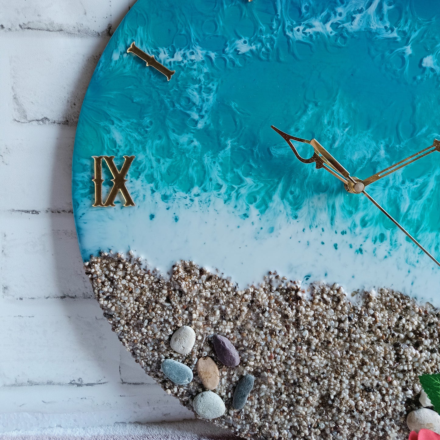Stone Beach Epoxy Resin Wall Clock