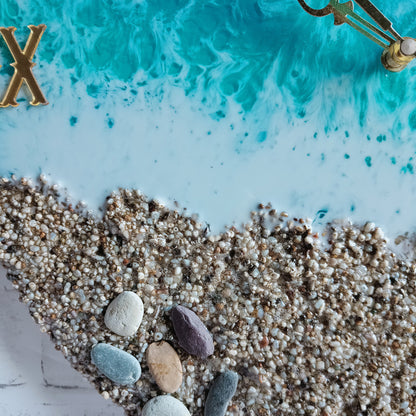 Stone Beach Epoxy Resin Wall Clock