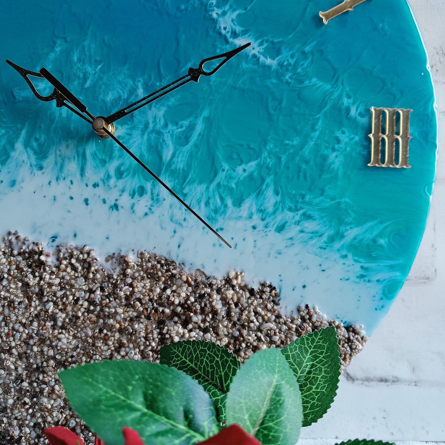 Stone Beach Epoxy Resin Wall Clock