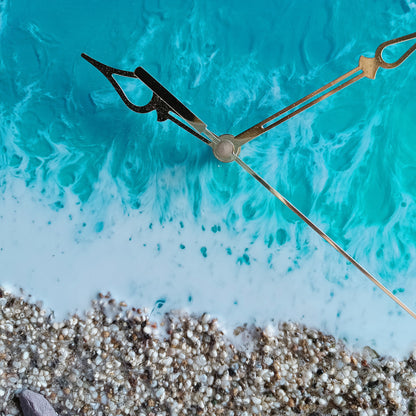 Stone Beach Epoxy Resin Wall Clock