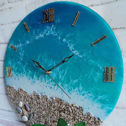 Stone Beach Epoxy Resin Wall Clock