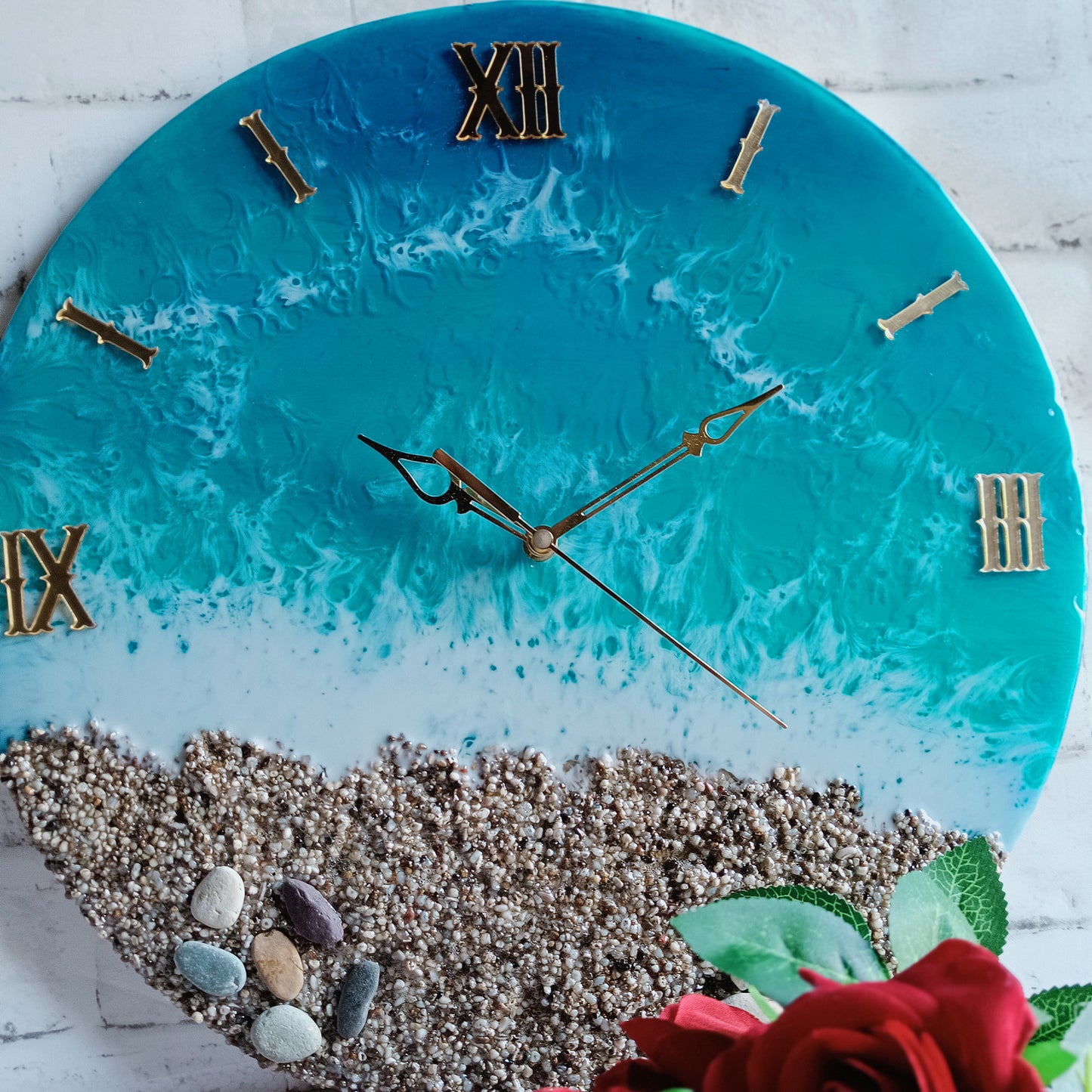 Stone Beach Epoxy Resin Wall Clock