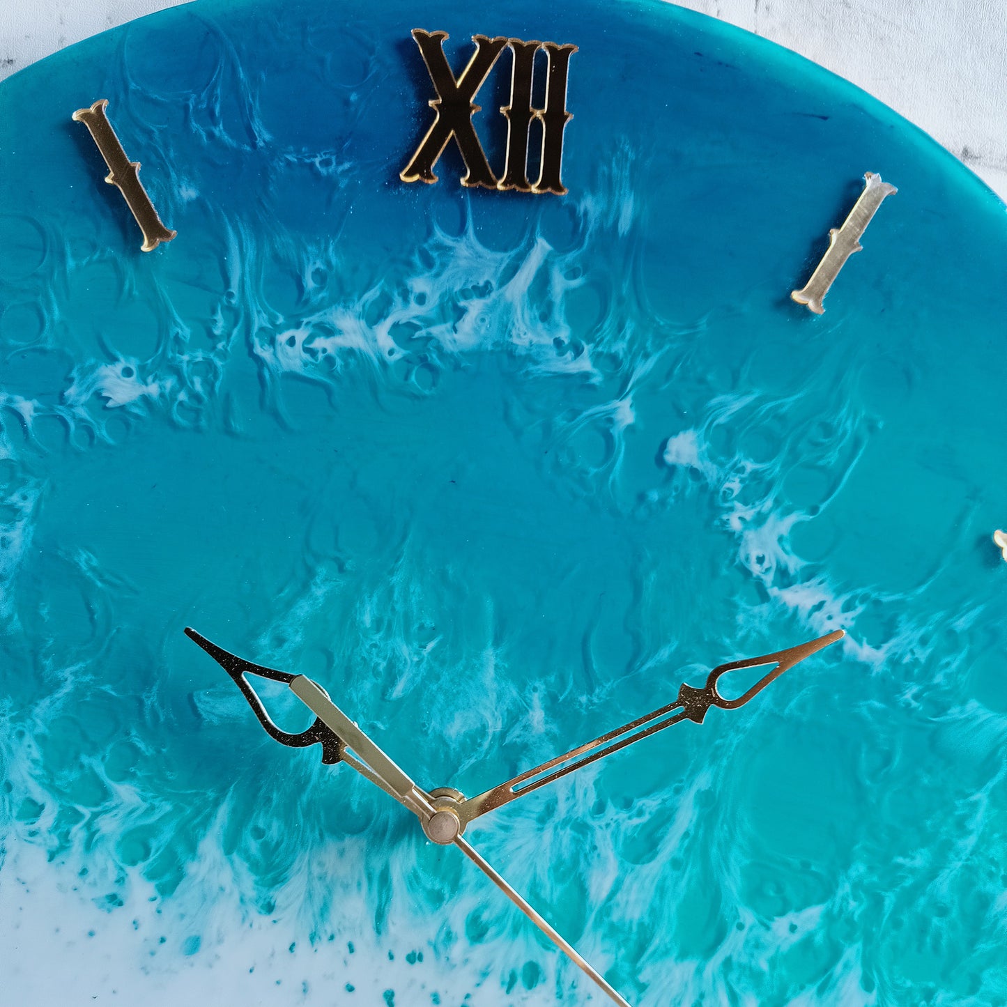 Stone Beach Epoxy Resin Wall Clock