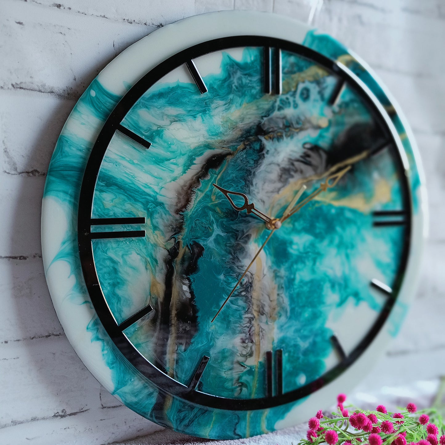 Black Ring Epoxy Resin Wall Clock
