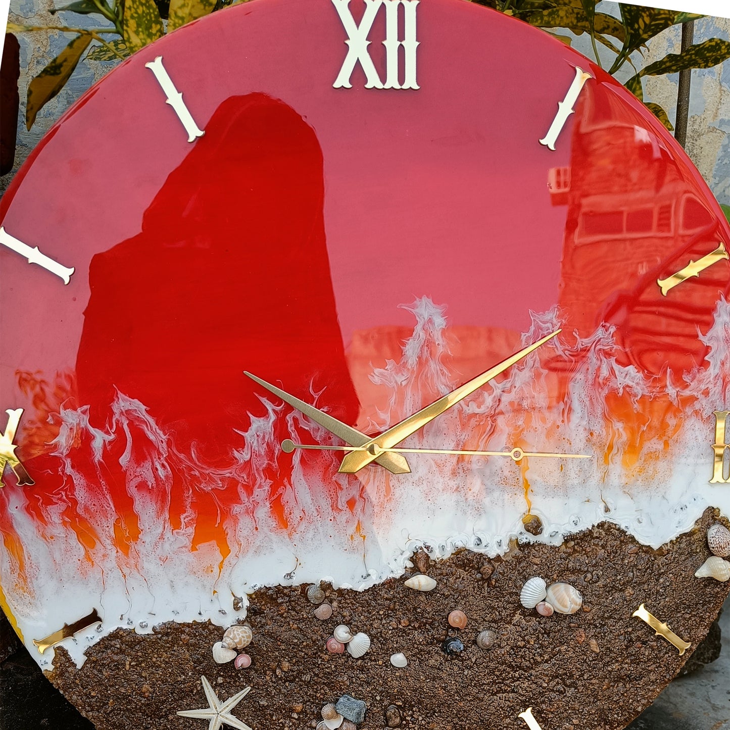 Beach View Epoxy Resin Wall Clock