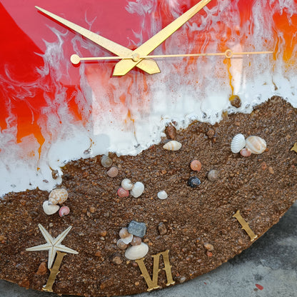 Beach View Epoxy Resin Wall Clock