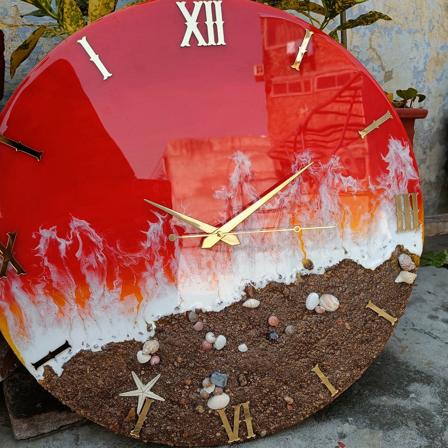 Beach View Epoxy Resin Wall Clock