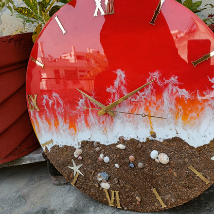 Beach View Epoxy Resin Wall Clock