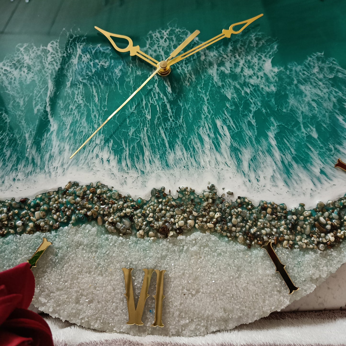 Green Beach View Epoxy Resin Wall Clock