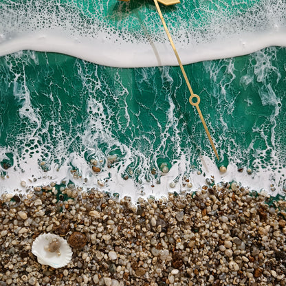 Green Beach Epoxy Resin Wall Clock