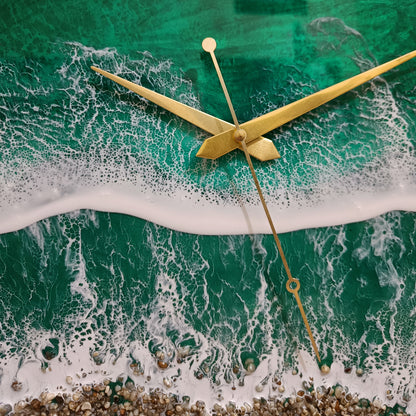 Green Beach Epoxy Resin Wall Clock