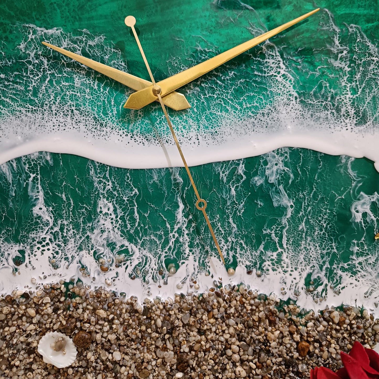 Green Beach Epoxy Resin Wall Clock