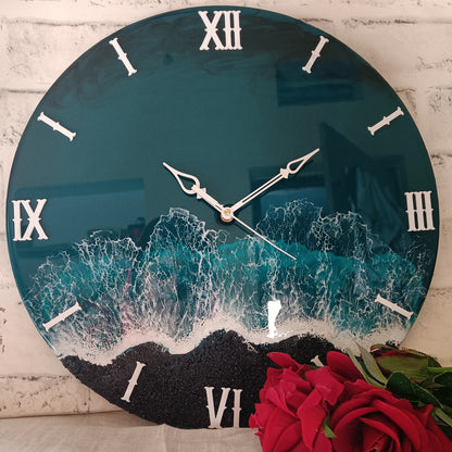 Half Black Epoxy Resin Wall Clock