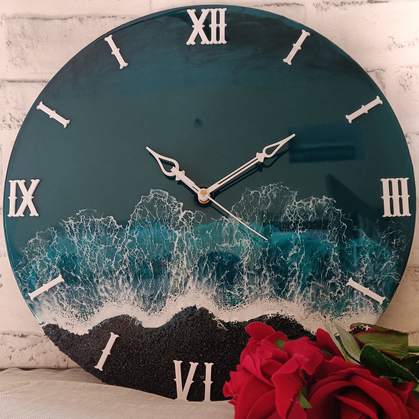 Half Black Epoxy Resin Wall Clock